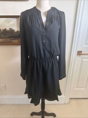 NWT Joie Black Acey Long Sleeve Shirt Dress